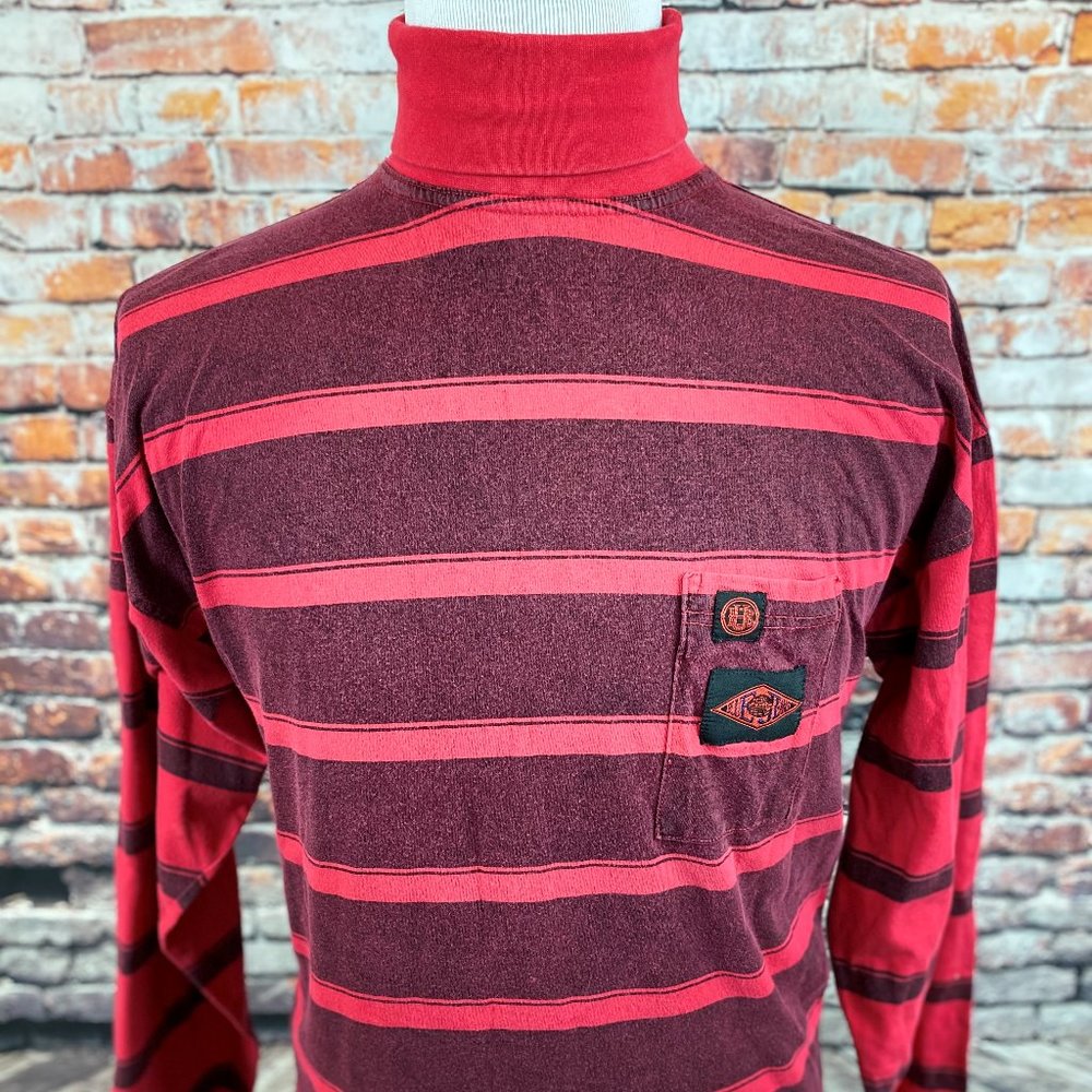 Unionbay Red Striped Skate Turtleneck Sweatshirt M